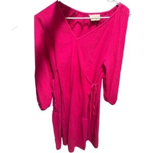 A new day - hot pink small gauze maxi dress